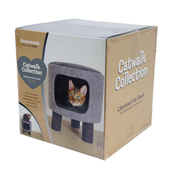 Charcoal Condo For Cats And Footstool For Humans - Image 3