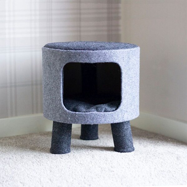 Charcoal Condo For Cats And Footstool For Humans - Image 2