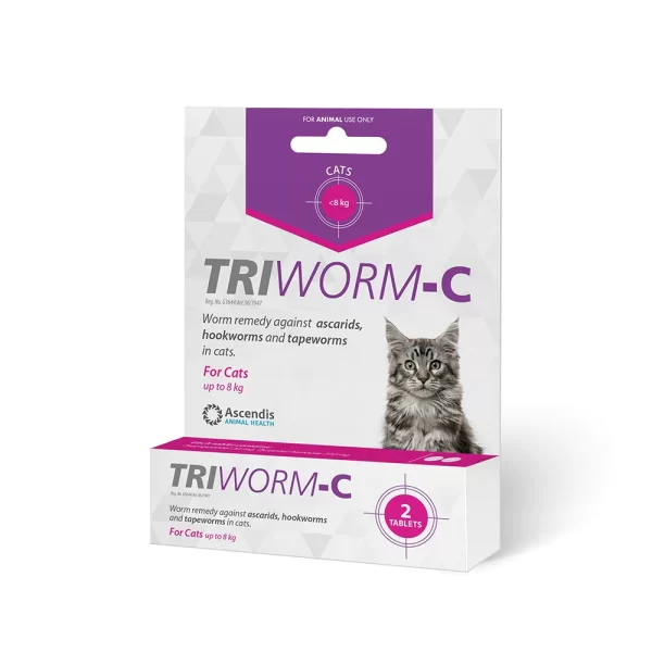 Triworm-C Dewormer for Cats (2 Tablets)