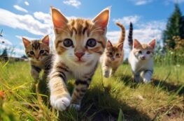 AI generated pic of kittens in grass
